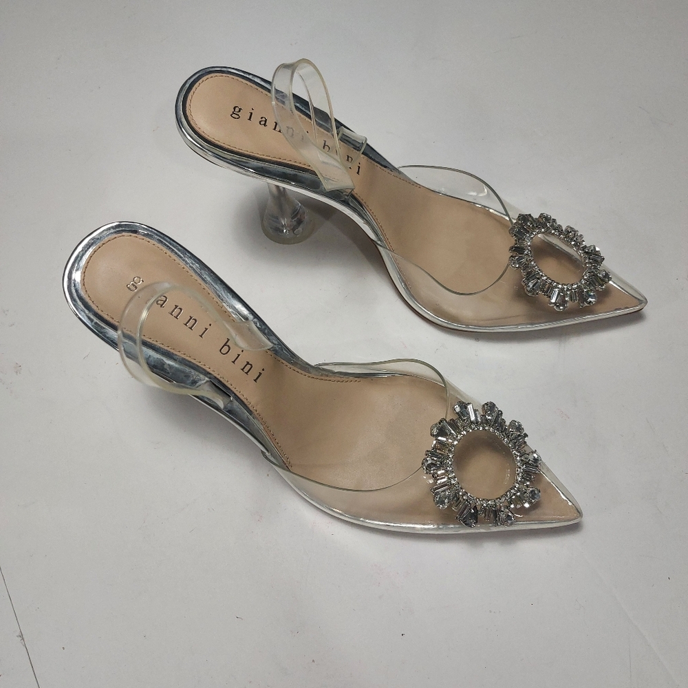 GIANNI BINI Vivyee Clear Rhinestones Heels Size 11 - Picture 9 of 15